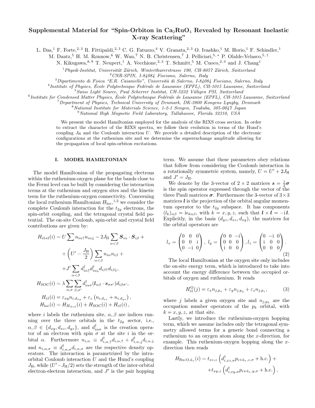 Supplemental Material for “Spin-Orbiton in Ca2ruo4 Revealed by Resonant Inelastic X-Ray Scattering”