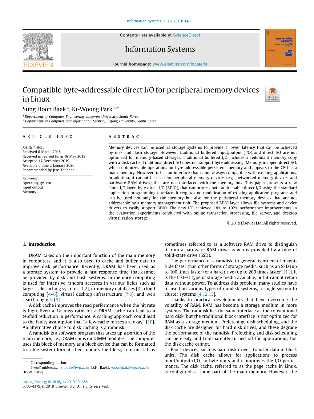 Information Systems Compatible Byte-Addressable Direct I/O For