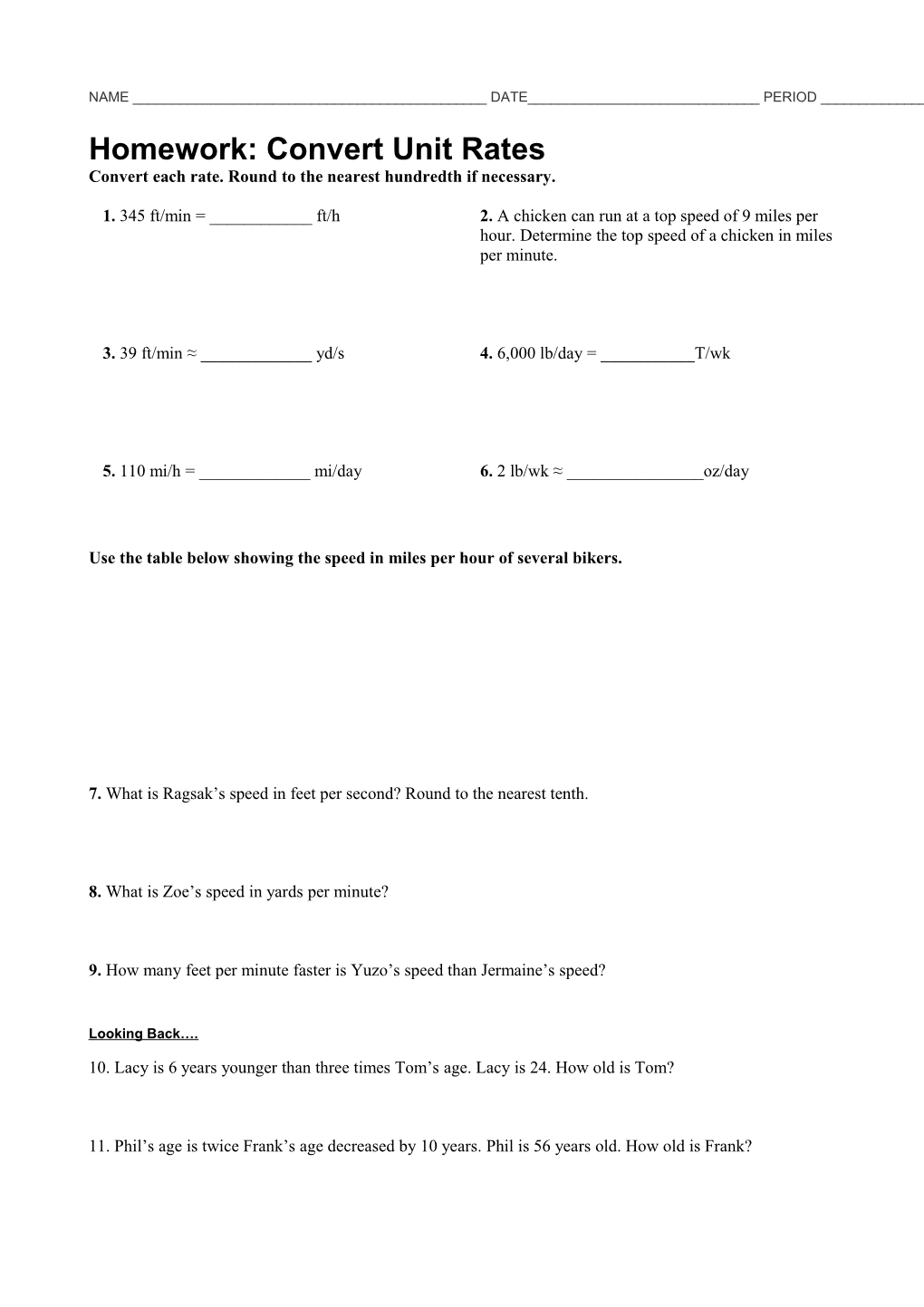 Homework: Convert Unit Rates