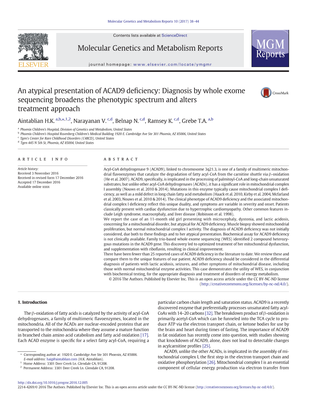 An Atypical Presentation of ACAD9 Deficiency: Diagnosis by Whole