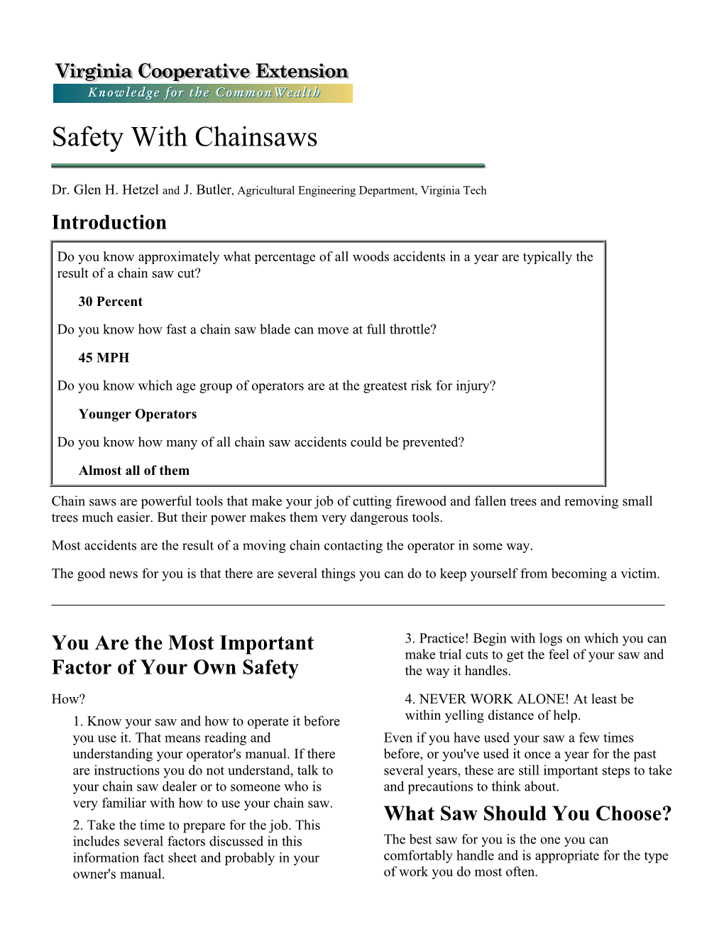 Safety with Chainsaws