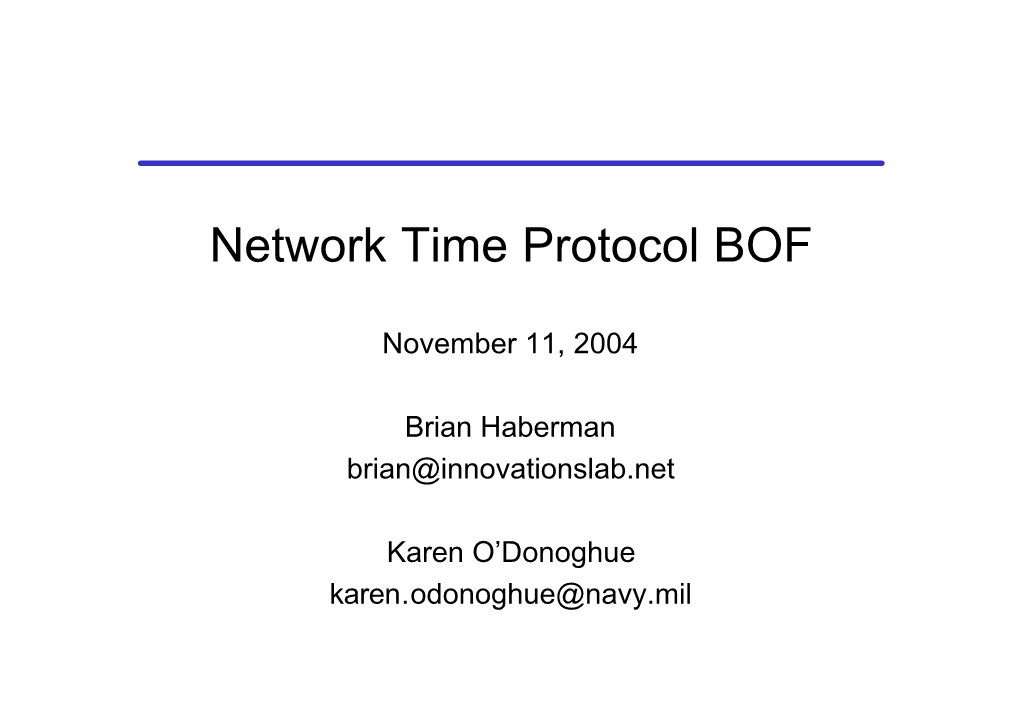 Network Time Protocol BOF