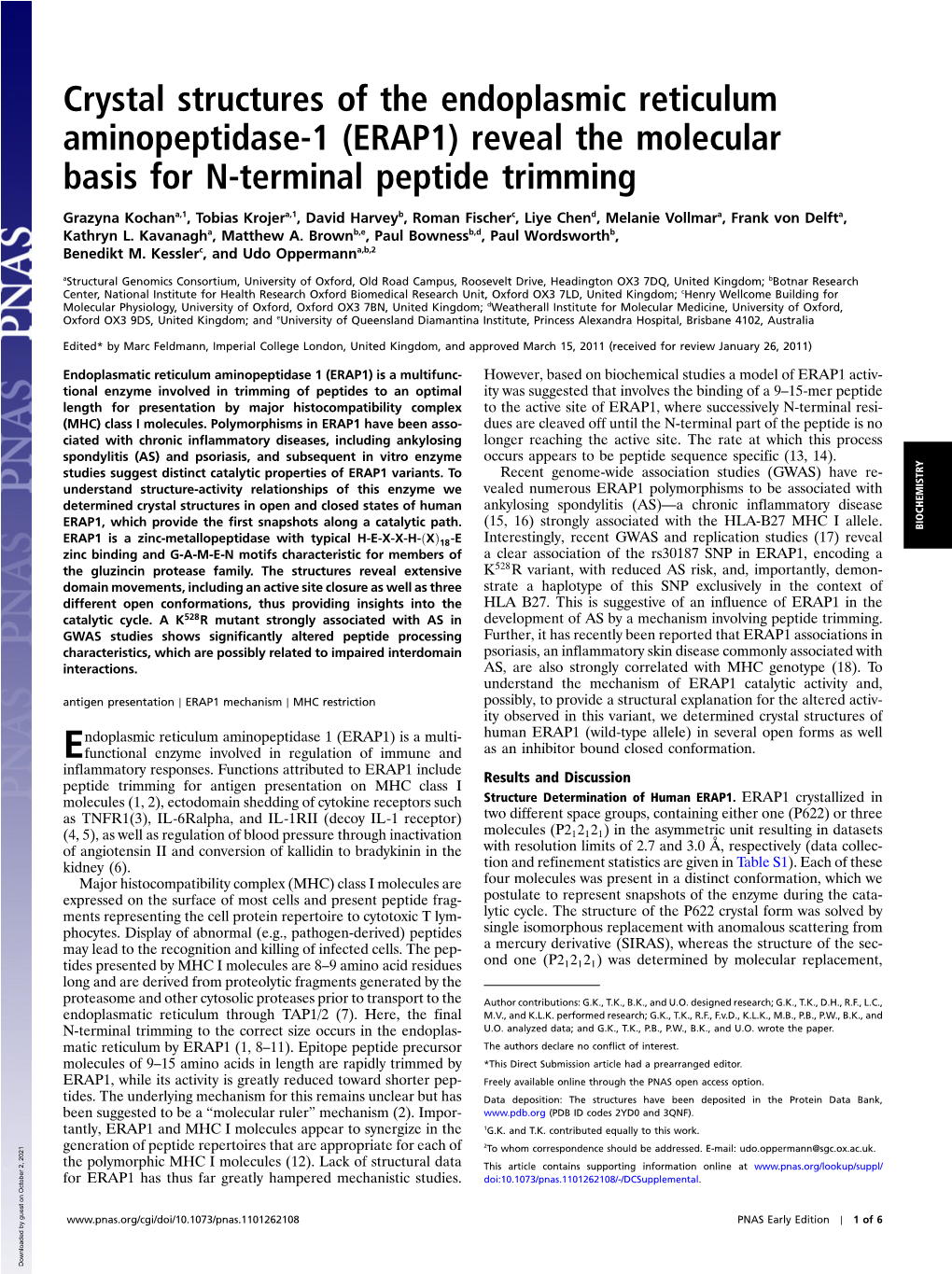 ERAP1) Reveal the Molecular Basis for N-Terminal Peptide Trimming