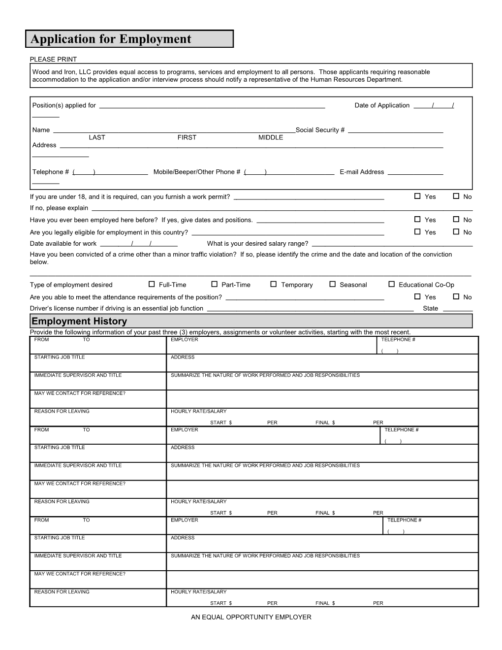 Application for Employment s96