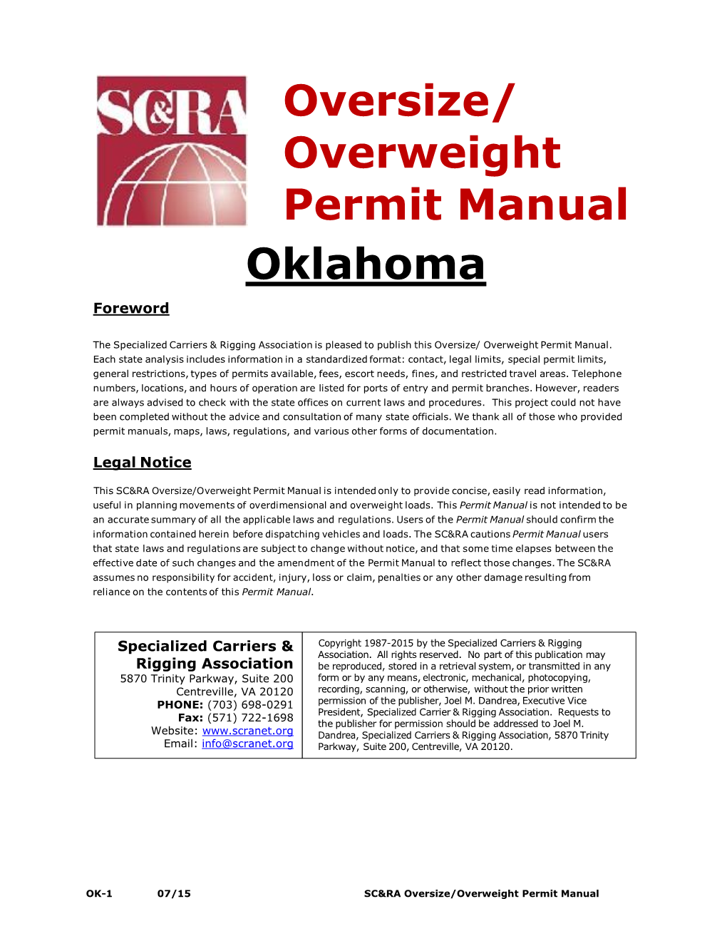 Oklahoma Oversize/ Overweight Permit Manual