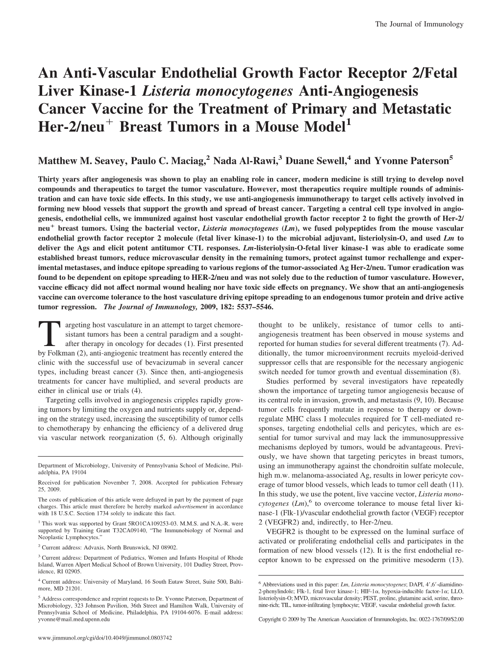 An Anti-Vascular Endothelial Growth Factor Receptor 2/Fetal Liver