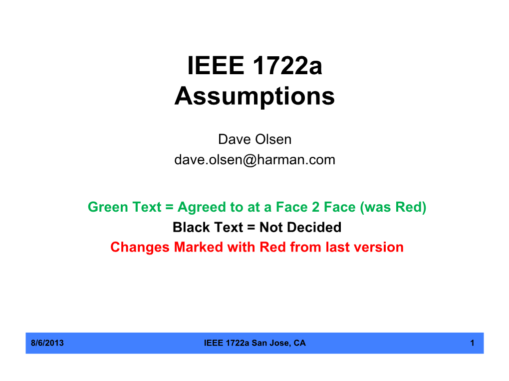 IEEE 1722A Assumptions