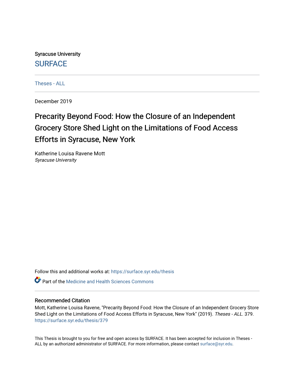 How the Closure of an Independent Grocery Store Shed Light on the Limitations of Food Access Efforts in Syracuse, New York