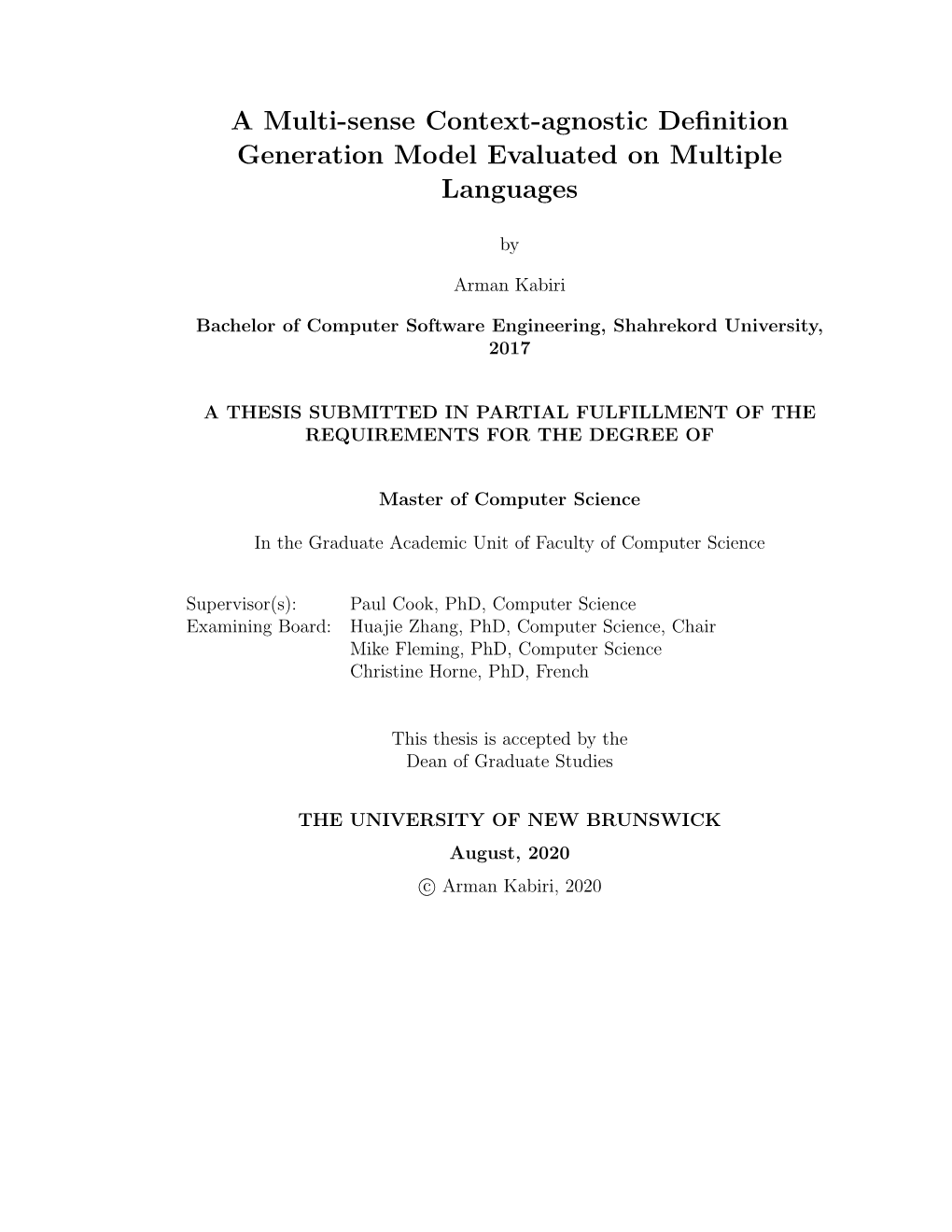 A Multi-Sense Context-Agnostic Definition Generation Model