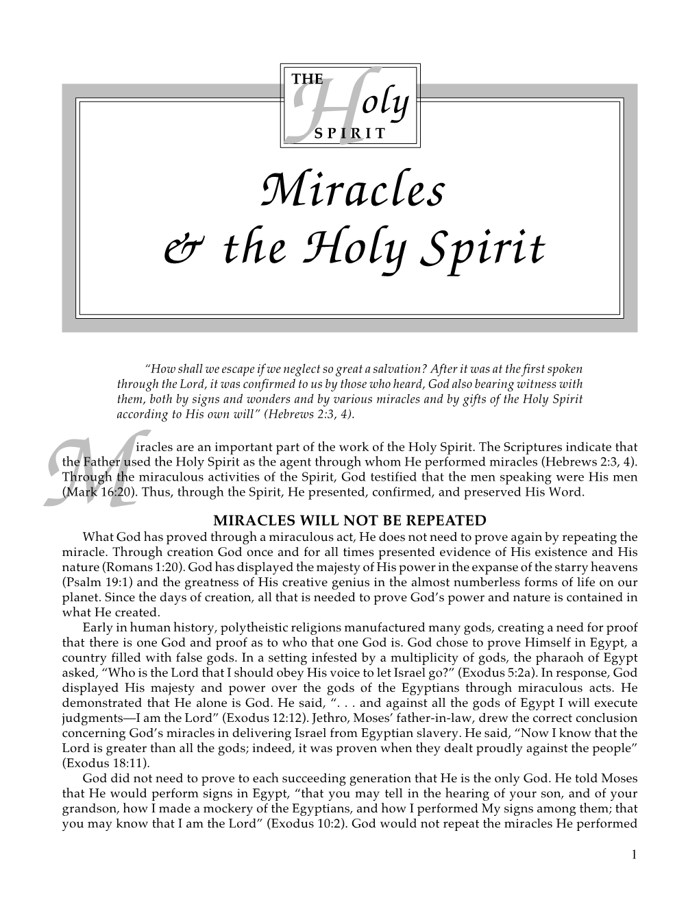 Miracles & the Holy Spirit