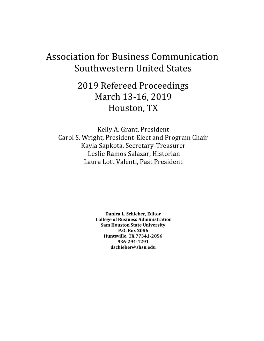 Association for Business Communication Southwestern United States