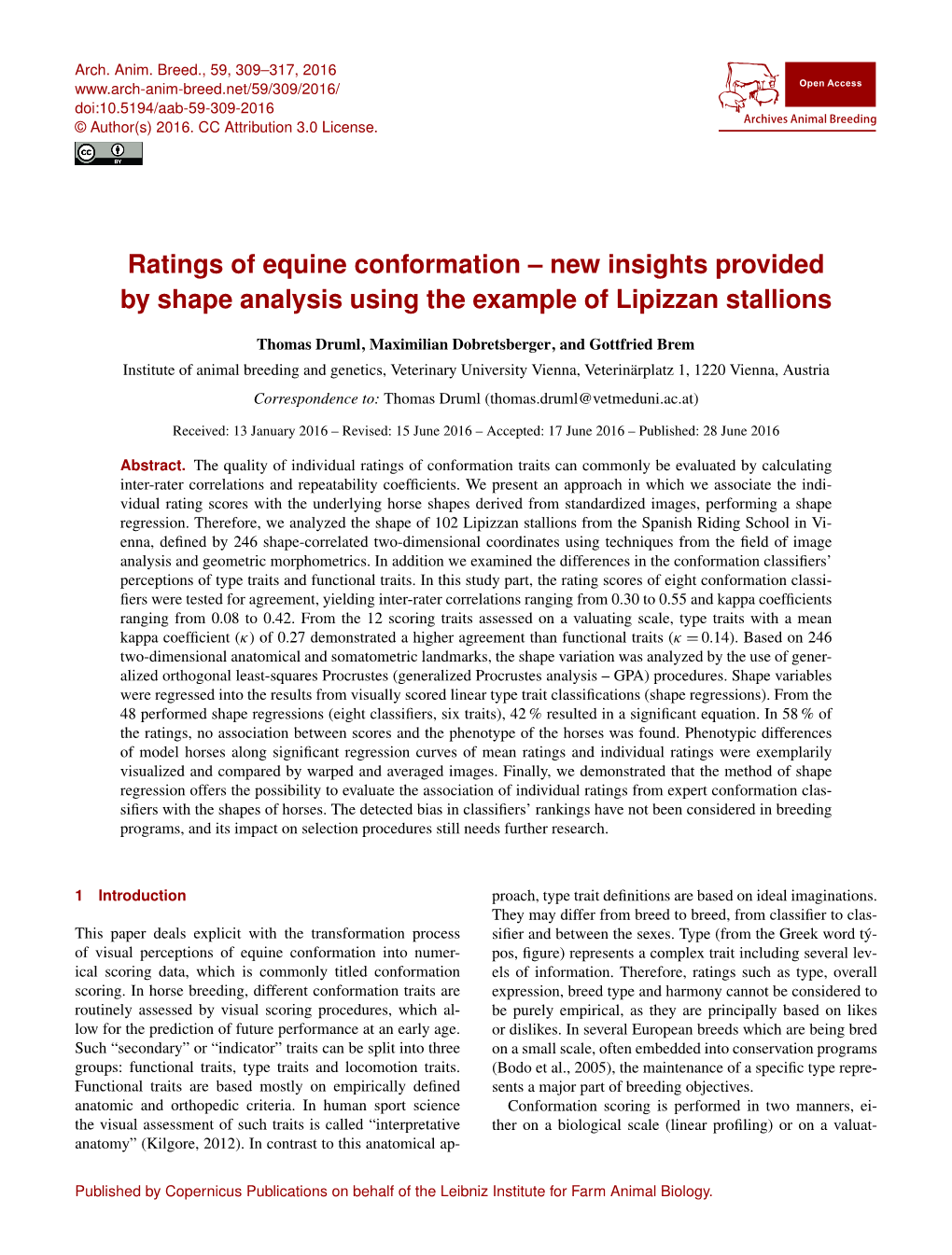 Ratings of Equine Conformation – New Insights Provided by Shape Analysis Using the Example of Lipizzan Stallions