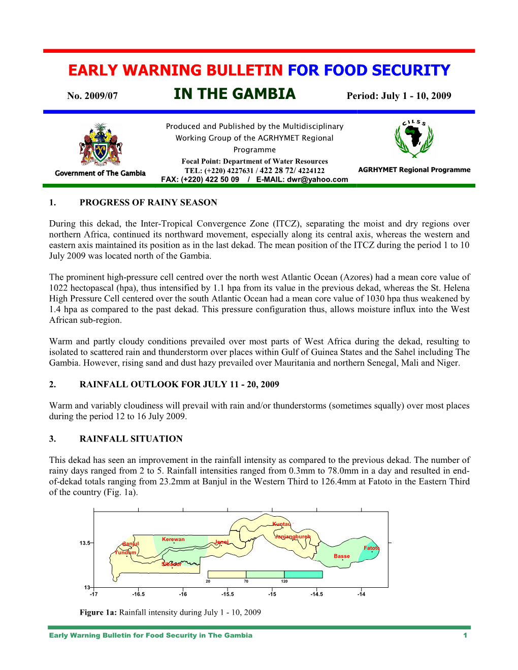 Early Warning Bulletin for Food Security in the Gambia 1