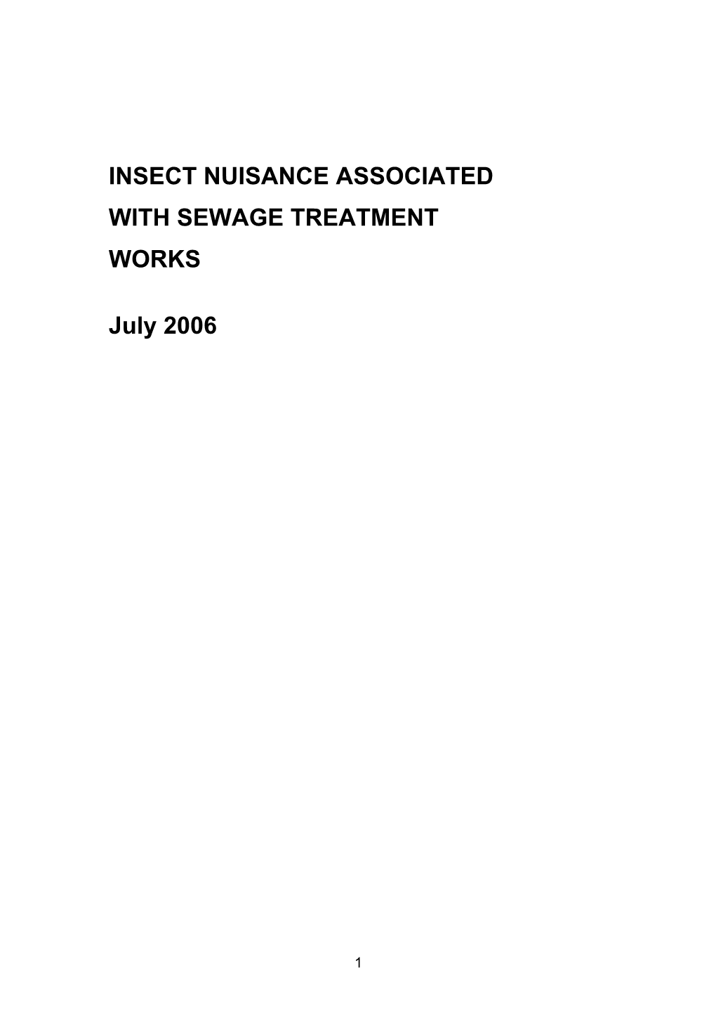 Insect Nuisance Associated with Sewage Treatment Works