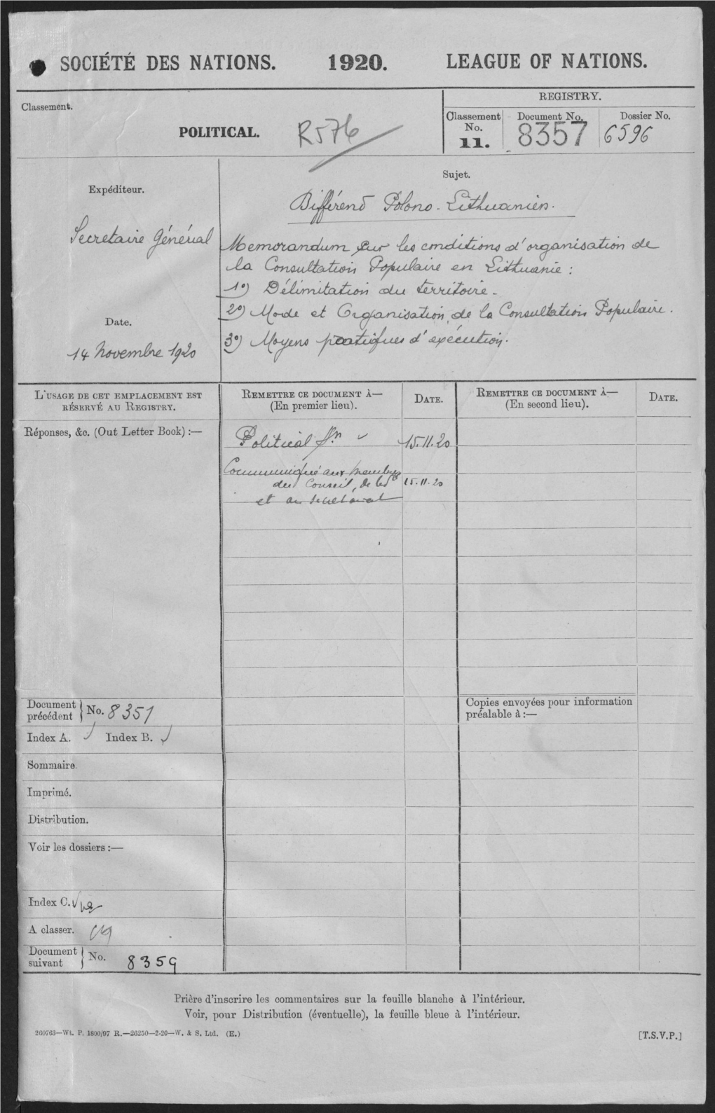 « Société Des Nations. 1920. League of Nations