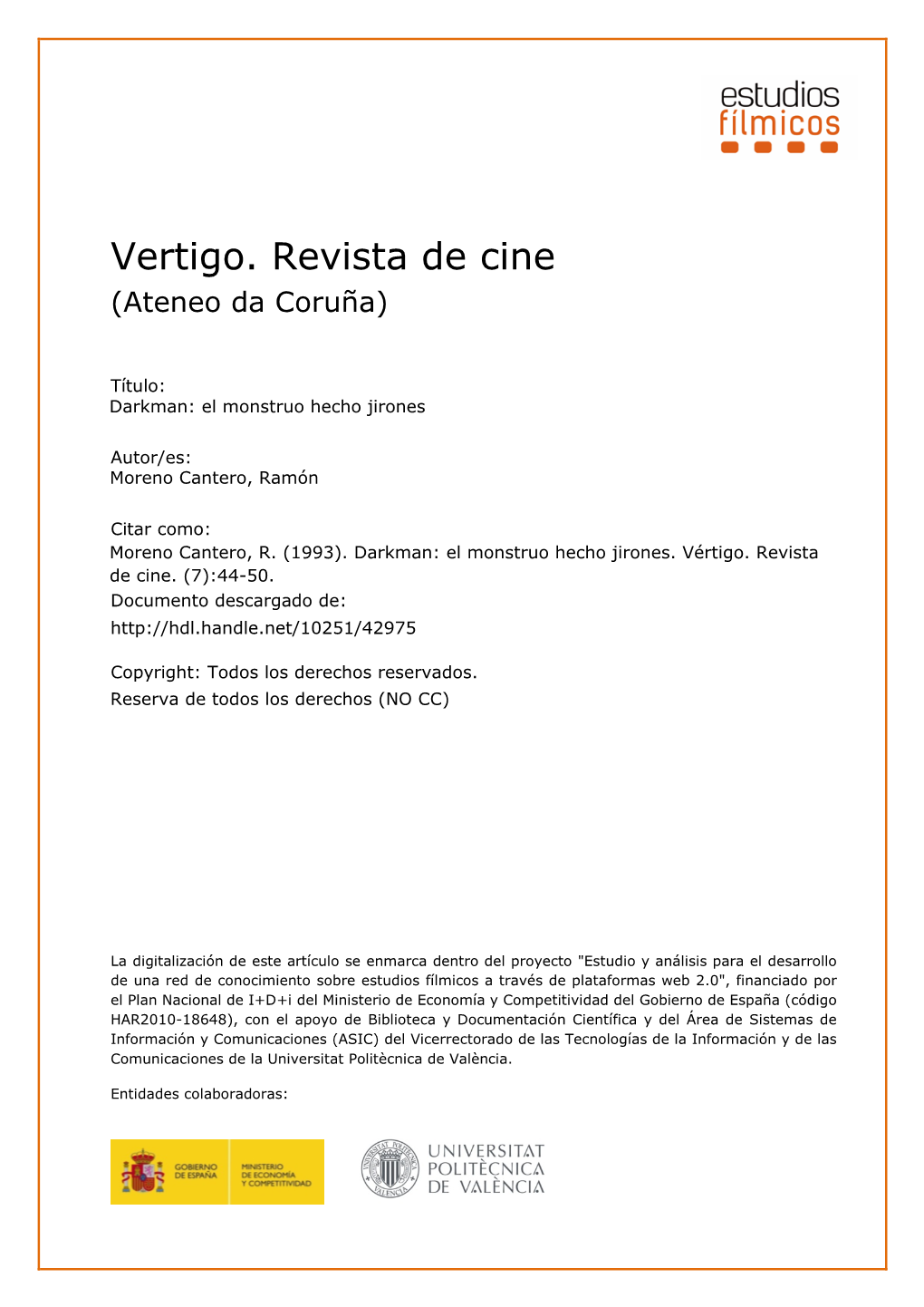 Vertigo. Revista De Cine (Ateneo Da Coruña)