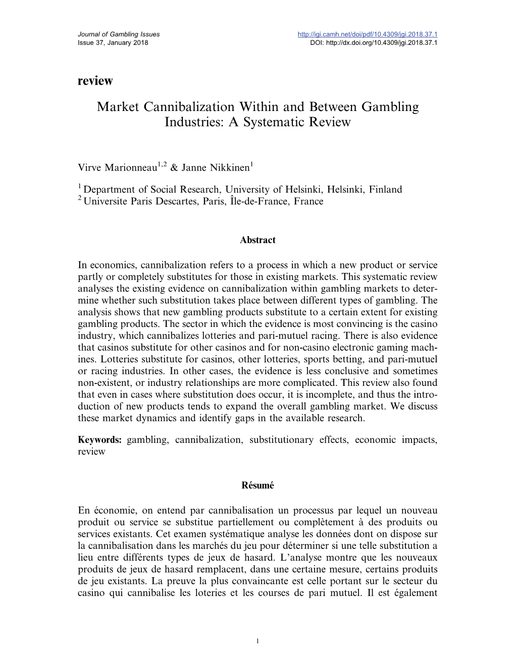Review Market Cannibalization Within and Between Gambling Industries: a Systematic Review