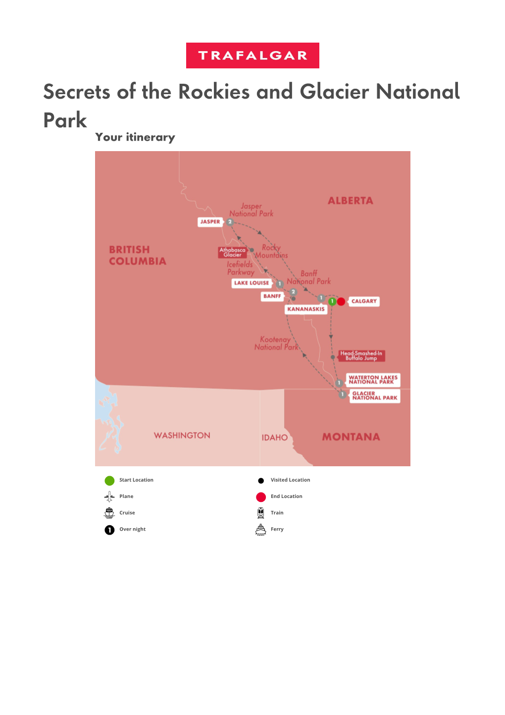 Secrets of the Rockies and Glacier National Park Your Itinerary