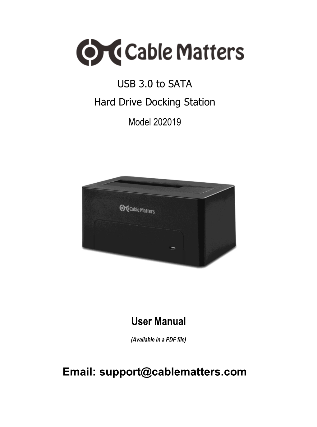 Email: Support@Cablematters.Com User Manual