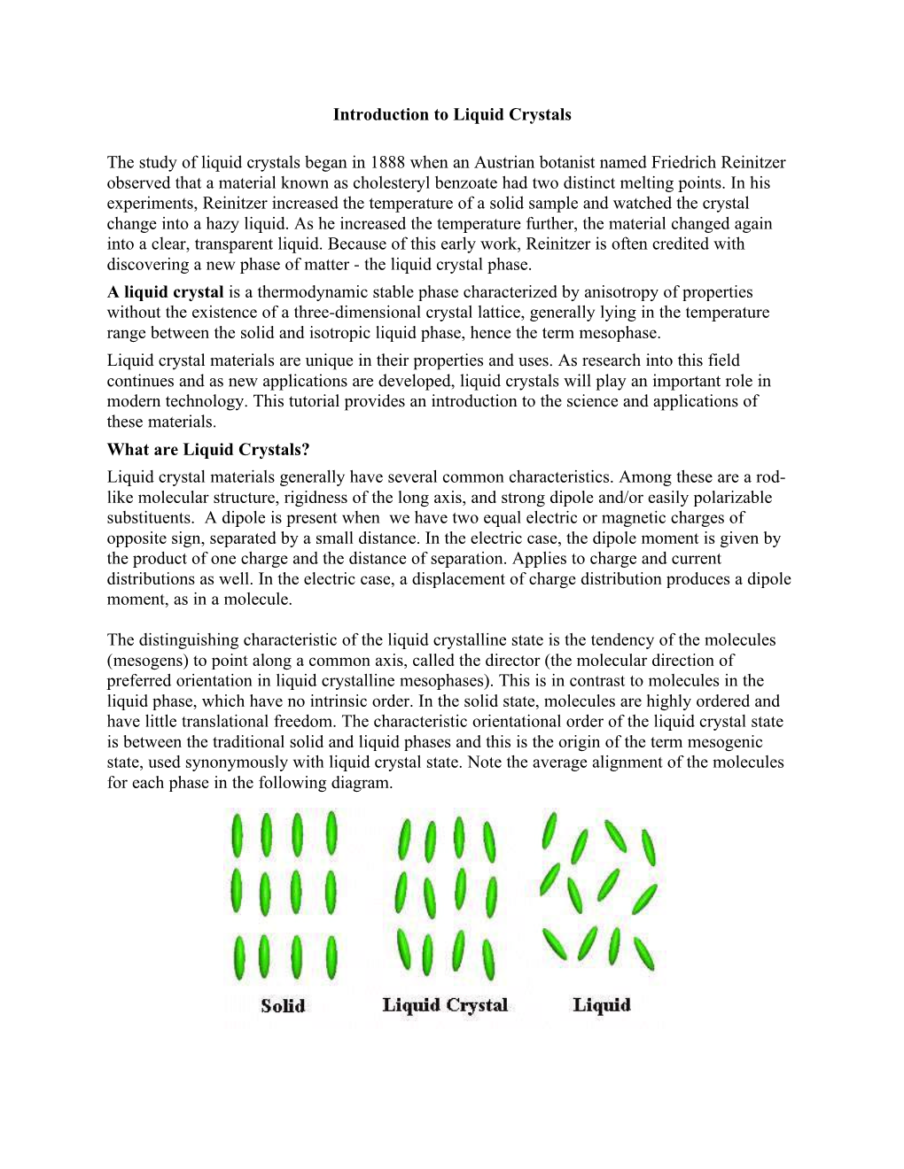 Introduction to Liquid Crystals