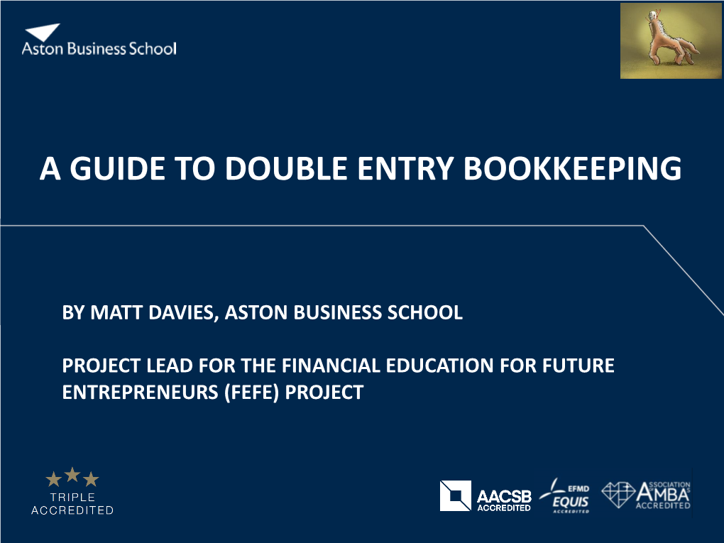 A Guide to Double Entry Bookkeeping