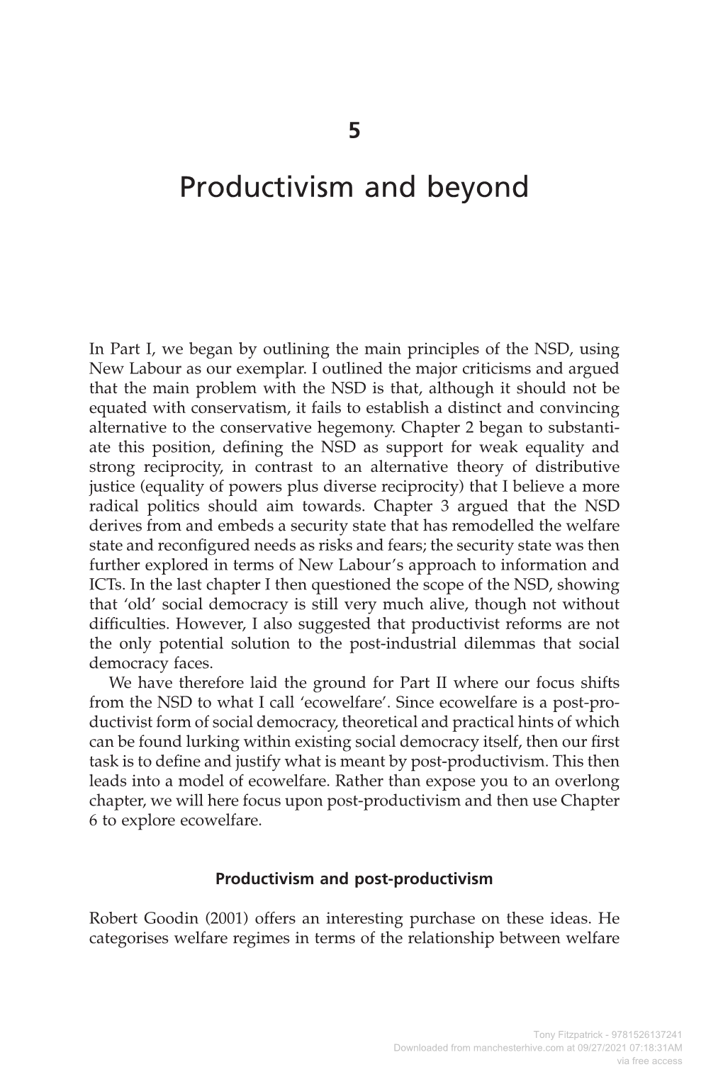 Productivism and Beyond