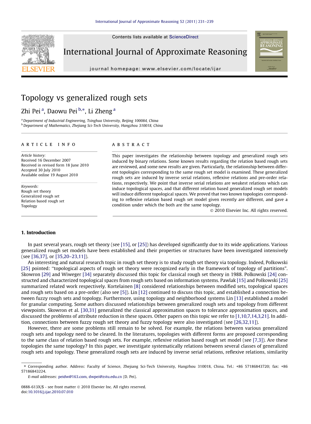 Topology Vs. Generalized Rough Sets