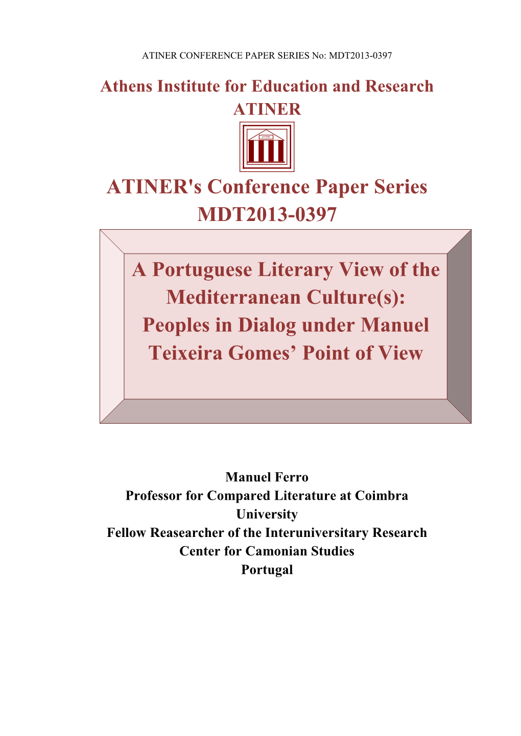 ATINER's Conference Paper Series MDT2013-0397 a Portuguese