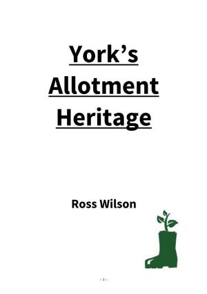 York's Allotment Heritage – Ross Wilson