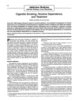 Cigarette Smoking, Nicotine Dependence, and Treatment