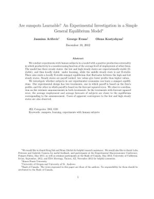 An Experimental Investigation in a Simple General Equilibrium Model∗