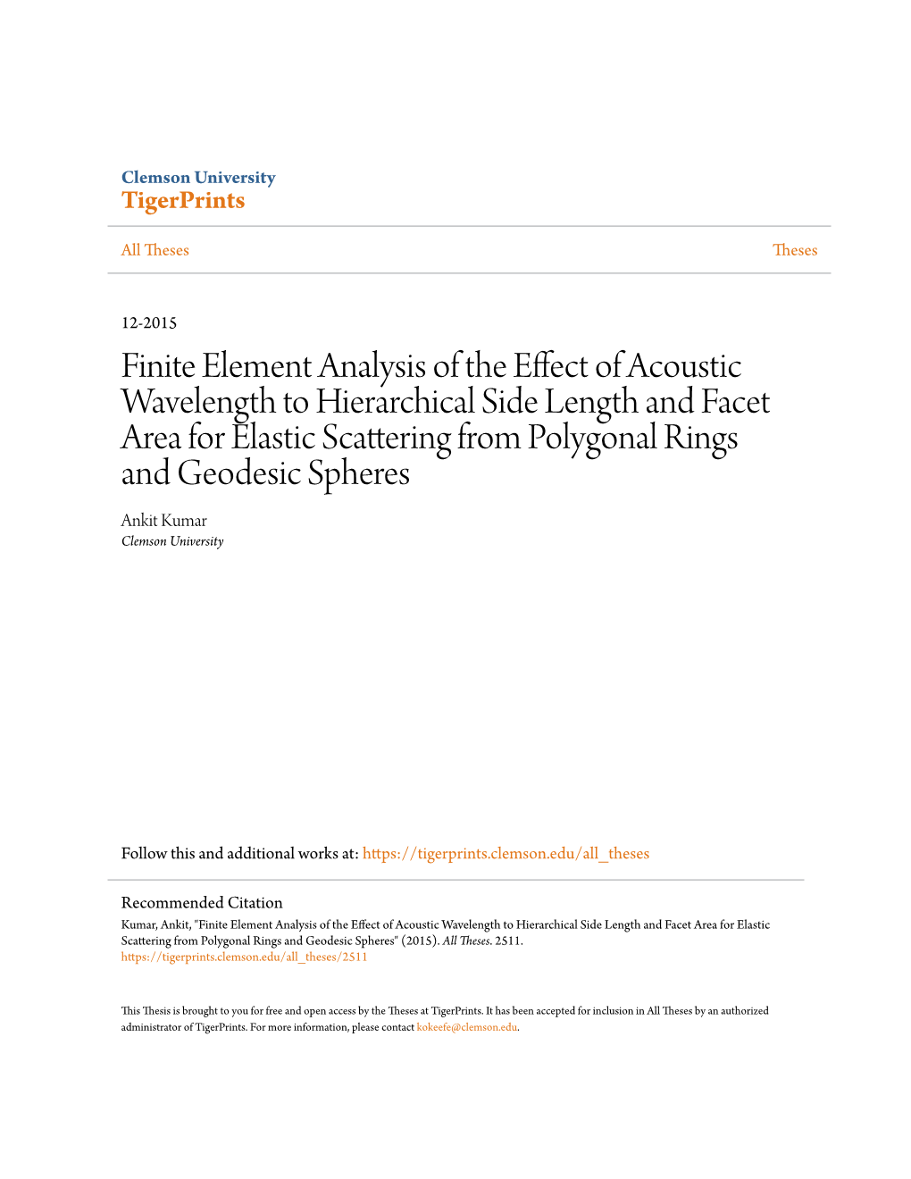 Finite Element Analysis of the Effect of Acoustic Wavelength To