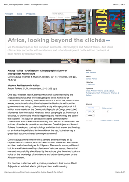 Africa, Looking Beyond the Clichés - Reading Room - Domus 04/03/13 18:24
