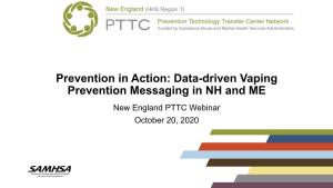 Data-Driven Vaping Prevention Messaging in NH and ME