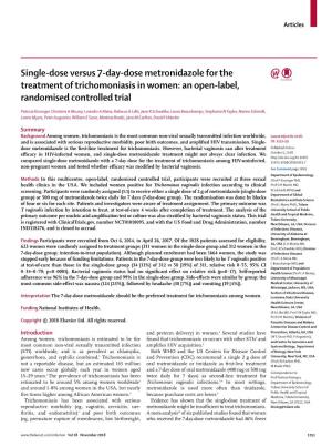 Single-Dose Versus 7-Day-Dose Metronidazole for the Treatment of Trichomoniasis in Women: an Open-Label, Randomised Controlled Trial