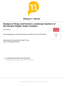 Landscape Systems of the Greater Angkor Urban Complex