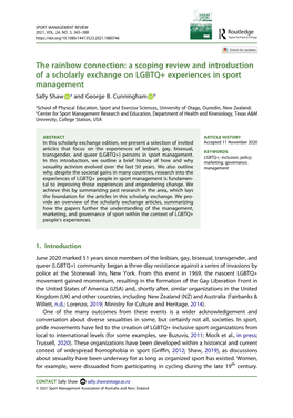 A Scoping Review and Introduction of a Scholarly Exchange on LGBTQ+ Experiences in Sport Management Sally Shaw a and George B