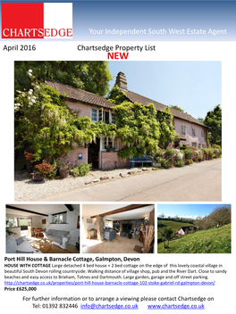 April 2016 Chartsedge Property List Your Independent South West