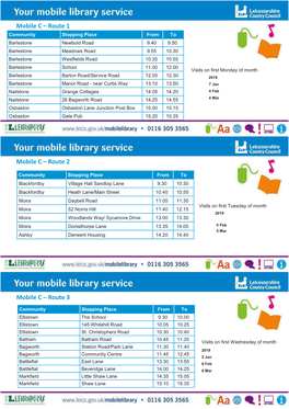 Leicestershire Mobile Library Timetable