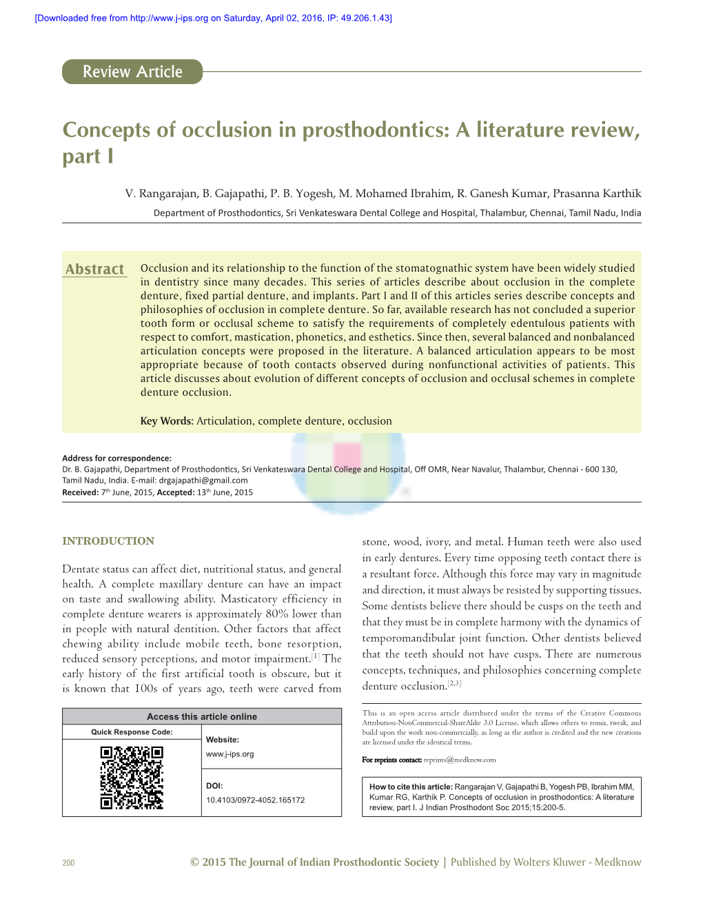 concepts of occlusion in prosthodontics a literature review part i