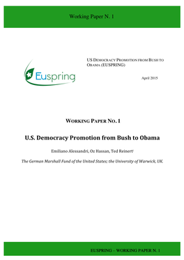 U.S. Democracy Promotion from Bush to Obama