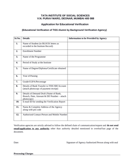 Agency Educational Verification Form