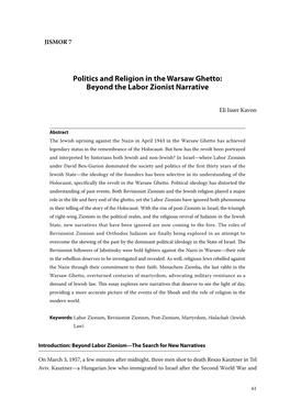 Politics and Religion in the Warsaw Ghetto Beyond the Labor