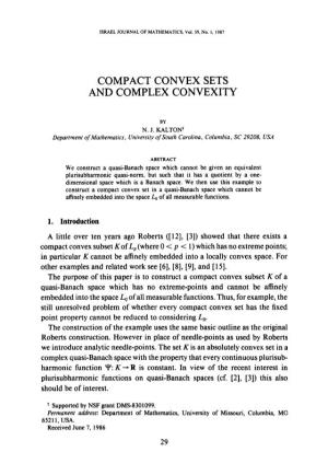Compact Convex Sets and Complex Convexity