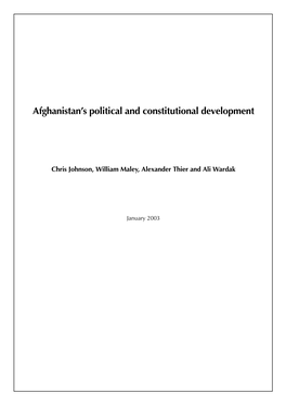 Afghanistan's Political and Constitutional Development