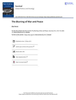 The Blurring of War and Peace