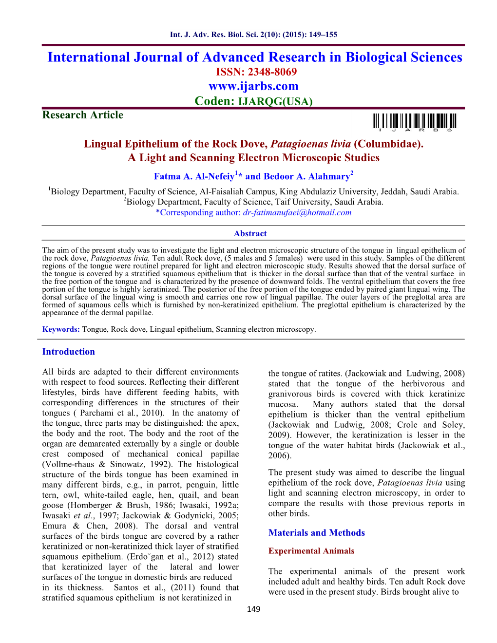 A Light and Scanning Electron Microscopic Studies Fatma A