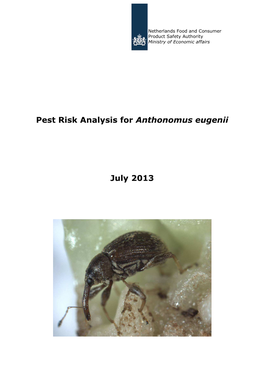 Pest Risk Analysis for Anthonomus Eugenii