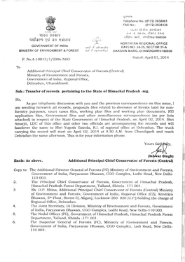 State of Himachal Pradesh Transfer to Regional Office Dehradun
