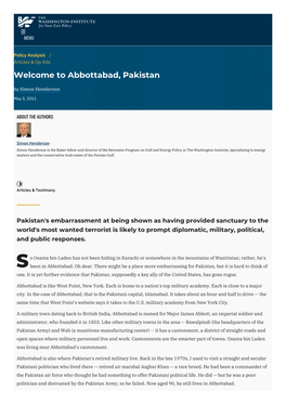 Welcome to Abbottabad, Pakistan | the Washington Institute